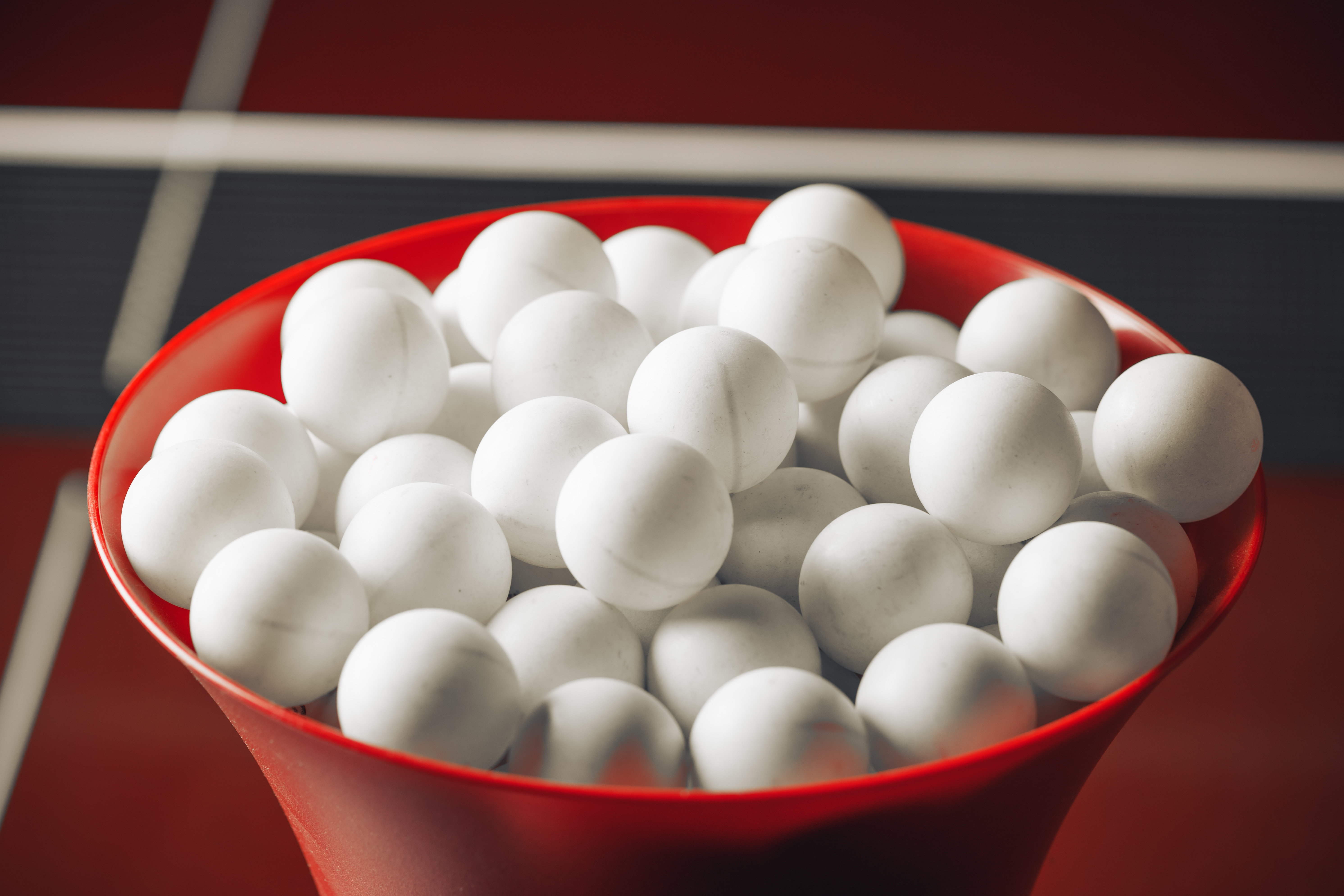 table tennis balls in the robot agitator