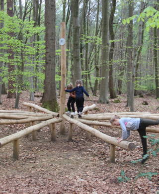 Spelende kinderen op de toestellen van het multimovepad