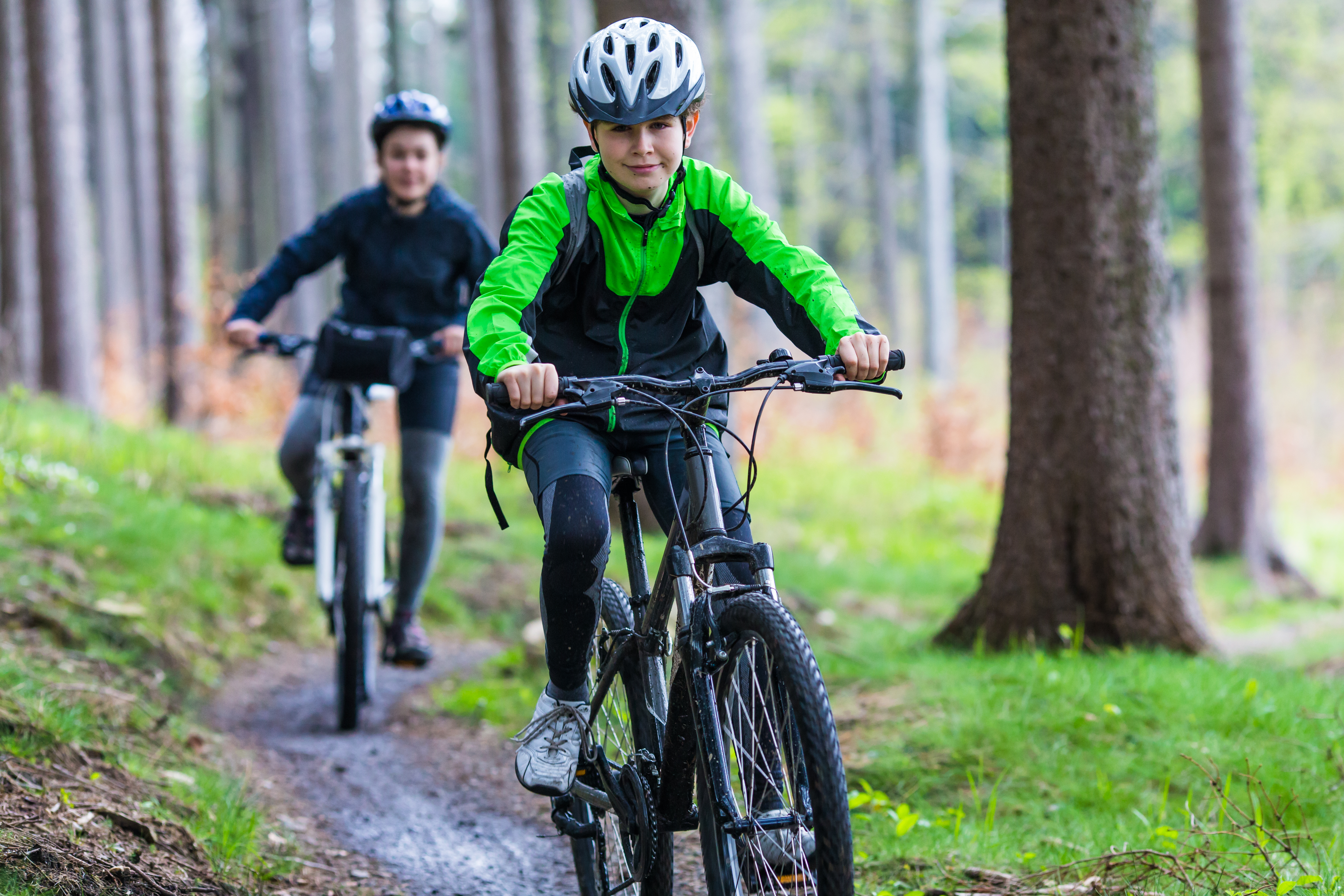 Active people riding bikes